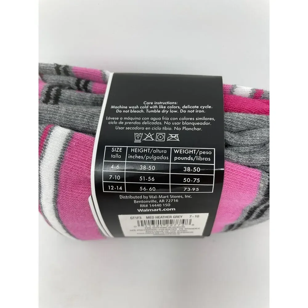 George Pink‎ Grey White Striped Heavyweight Cotton Tights Girl's Size 7-10 NWT